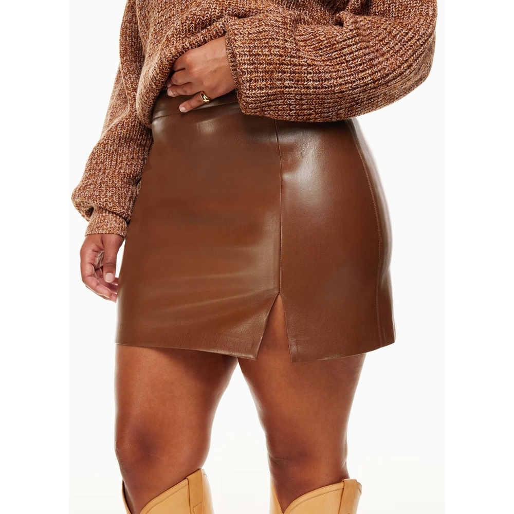 Aritzia Wilfred Patio Mini Skirt - Cognac